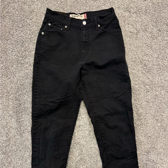 Levis Jeans Womens 26x30 Black 512 Slim 4M Straight‎ American Dark Wash Denim - Picture 1 of 8